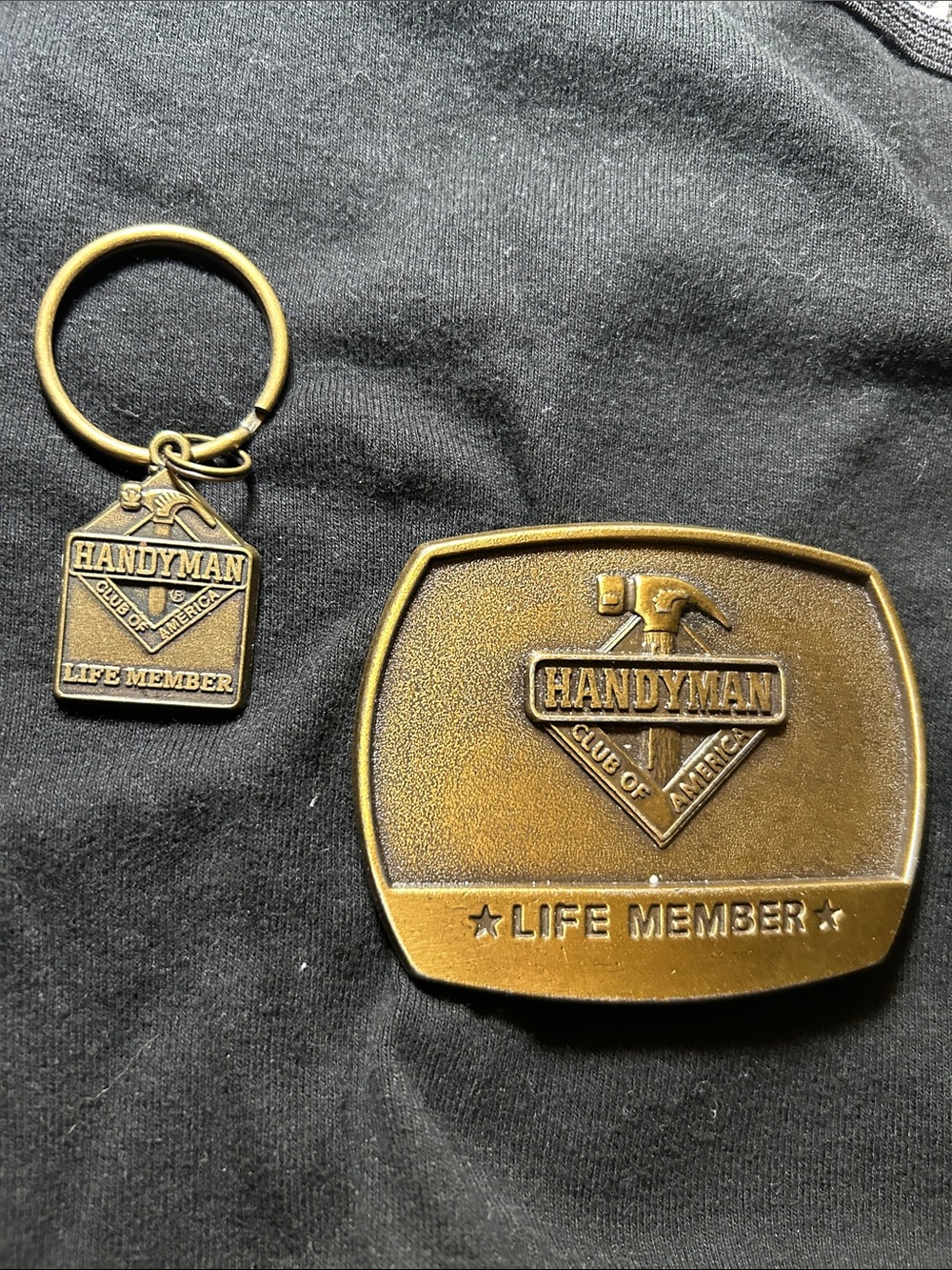 Bronze Handyman ‘Life Member' Belt Buckle and Keychain Set